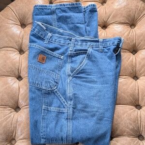 Carhartt Men's Denim Carpenter Jean Dungaree Fit Size 32x32 Cotton 100% Wide Leg
